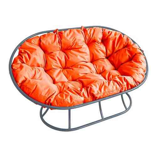 Диван M-GROUP мамасан без ротанга серый, оранжевая подушка