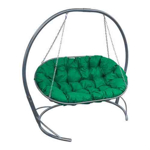 Диван M-GROUP мамасан подвесной серый, зелёная подушка