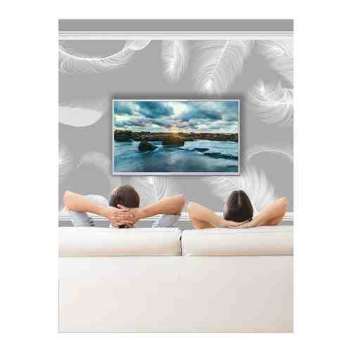 Фотообои Hit Wall 200х150 флизелиновые Нежные перья на сером для спальни прихожей кухни гостиной