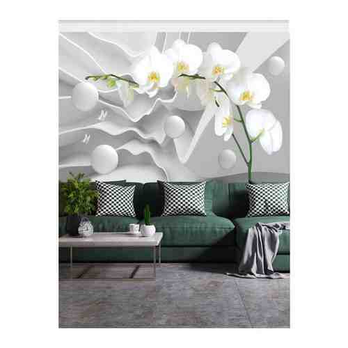 Фотообои Hit Wall 400х270 флизелиновые 3D иллюзия и орхидея на стену в спальню прихожую кухню гостиную
