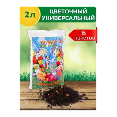 Грунт Цветочный (6 шт) - универсальный грунт с биогумусом для цветов 2 л