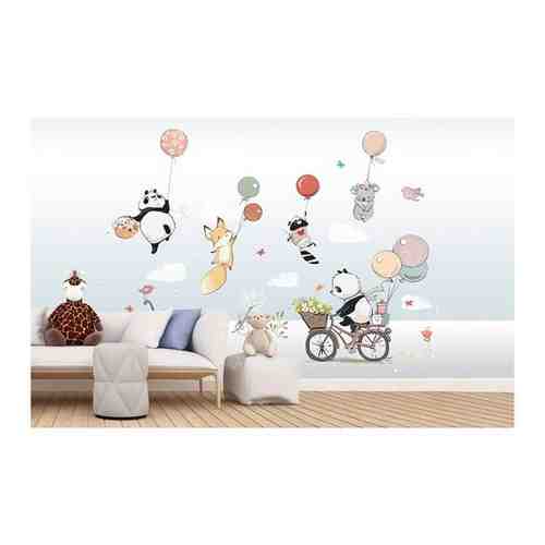 K07105 Фотообои Флизелиновые с виниловым покрытием Детские Животные Панды Воздушные шары 500х270 см