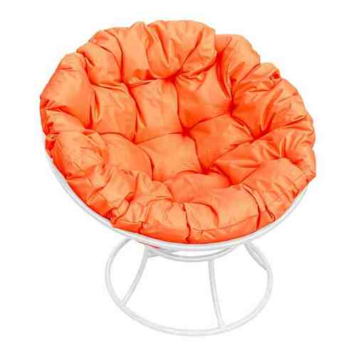 Кресло M-GROUP папасан без ротанга белое, оранжевая подушка