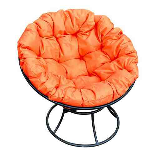 Кресло M-GROUP папасан без ротанга чёрное, оранжевая подушка