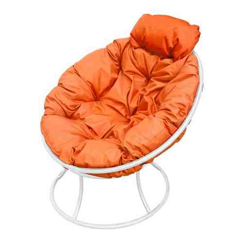 Кресло M-GROUP папасан мини без ротанга белое, оранжевая подушка