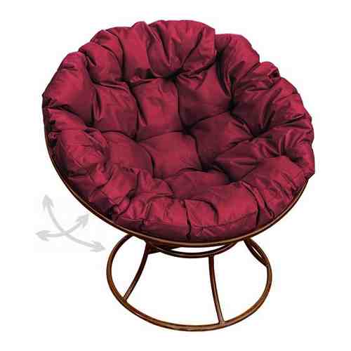 Кресло M-GROUP папасан пружинка без ротанга коричневое, бордовая подушка