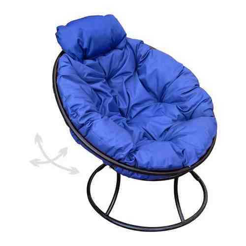 Кресло M-GROUP папасан пружинка мини без ротанга чёрное, синяя подушка