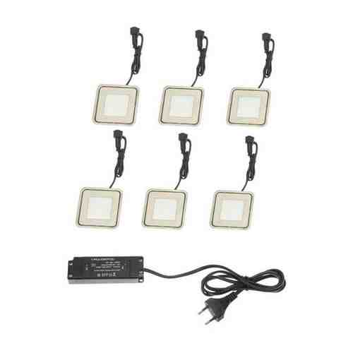Luazon Lighting Набор сверхплоских врезных светильников 6 шт, IP66, 0.5 Вт/шт, 12 В, белые, форма квадр
