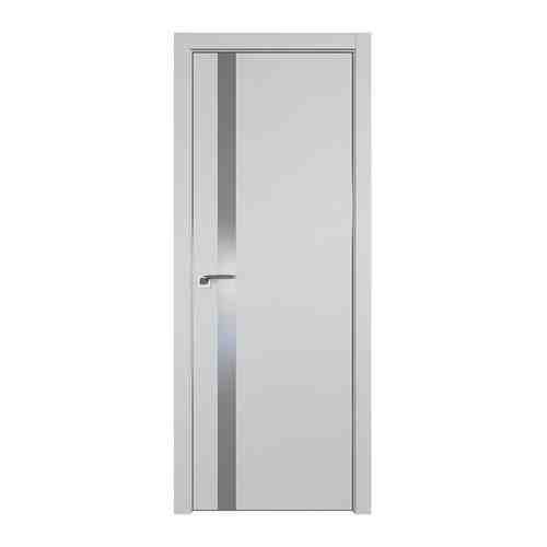 Межкомнатная дверь 6E Манхеттен стекло Серебряный лак кромка Матовая с 4-х сторон, Profil Doors, Экошпон, со стеклом, белая, 700x2000