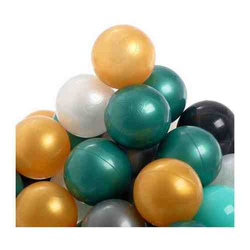 Набор шаров для сухого бассейна 150 штук (бирюзовый, серебро, зеленый металлик, золотой, белый перламутр, черный)
