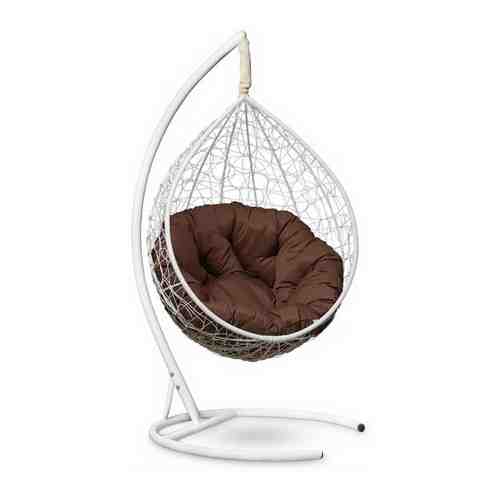 Подвесное кресло-кокон SEVILLA VERDE белый + каркас (коричневая подушка)