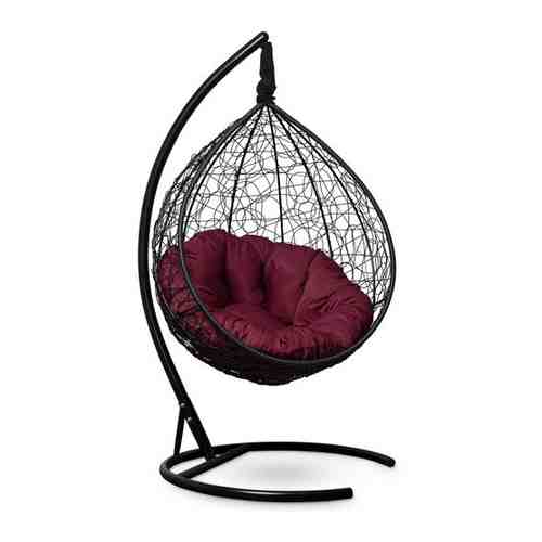 Подвесное кресло-кокон SEVILLA VERDE черный + каркас (бордовая подушка)