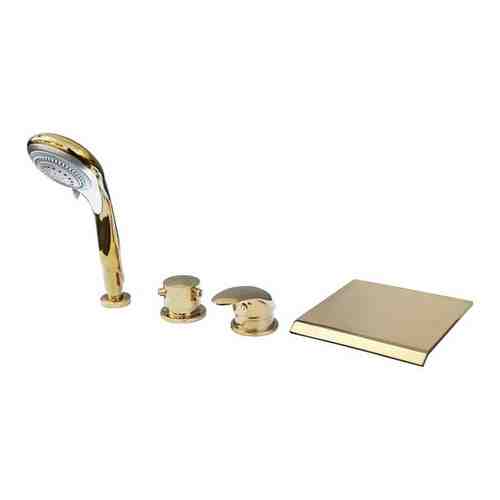 Rav Slezak Dunaj Смеситель для ванны на 4 отверстия переключатель керамический MD0448.5 душевой шланг с пружиной 2м цвет золото (D474.5PZ)