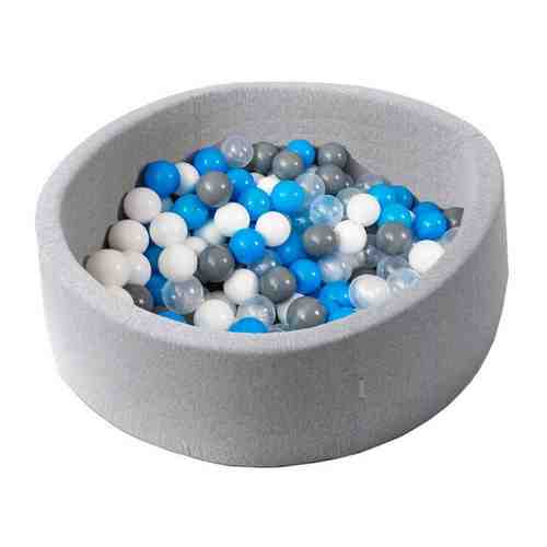 Сухой игровой бассейн “Небеса” 80х33 см с 200 шарами в комплекте: белый, прозрачный, серый, голубой, sbh001