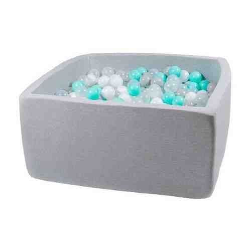 Сухой игровой бассейн “Волна Квадро” серый выс. h40см с 200 шарами в комплекте: белый, серый, мятный, прозрачный
