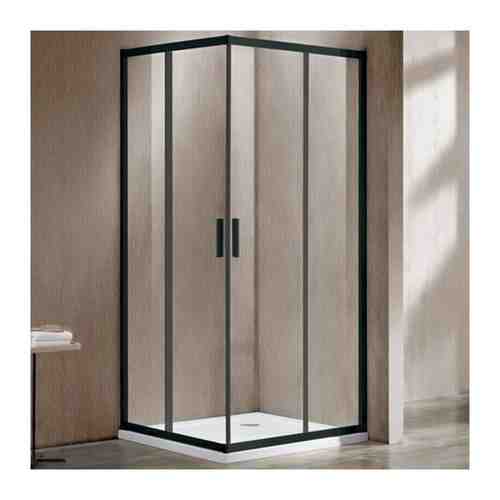 Vincea Душевой уголок Garda VSS-1G900CLB, 90 x 90 см, квадратный, дверь раздвижная, стекло прозрачное, черный
