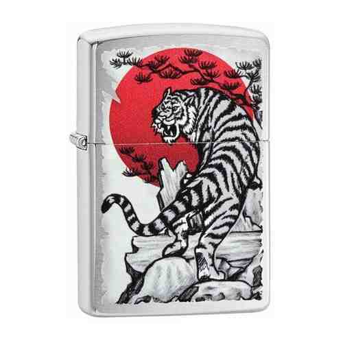 Зажигалка ZIPPO 29889 Asian Tiger с покрытием Brushed Chrome - Азиатский тигр