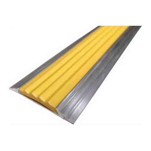 Алюминиевая полоса-порог с резиновой вставкой, цвет вставки желтый, длина 2м, упаковка из 5 штук