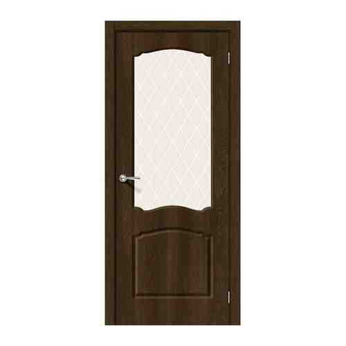 Дверь межкомнатная Альфа-2 Dark Barnwood/White Сrystal, Bravo, ПВХ плёнка, со стеклом , 600x2000