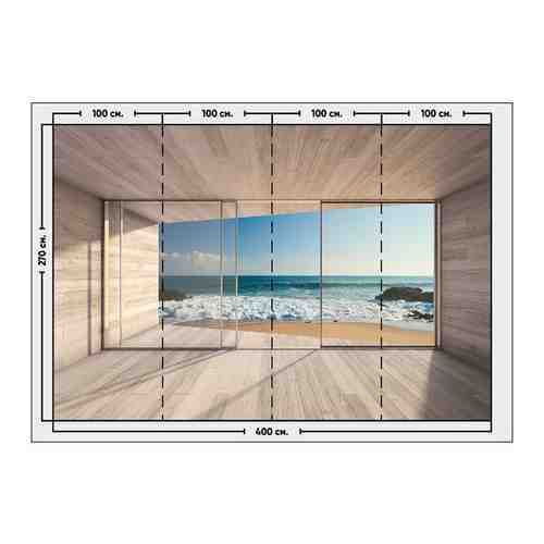 Фотообои / флизелиновые обои Окно с видом на пляж 4 x 2,7 м