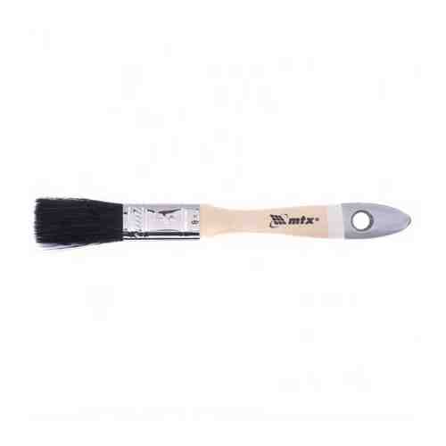 Кисть плоская, натуральная черная щетина, деревянная ручка 3/4