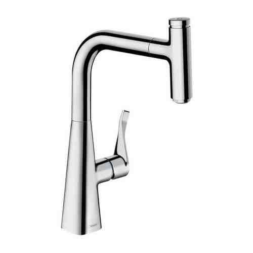 Кухонный смеситель Hansgrohe Metris Select M71 однорычажный, 240, с вытяжным изливом, 1jet, sBox 73802000, хром