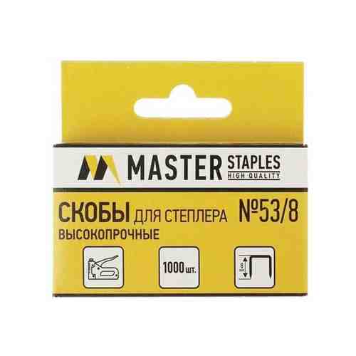 Master Скобы для степлера мебельного, тип 53, 8 мм, MASTER, высокопрочные, количество 1000 шт., СМ53-8Б (24 уп.)