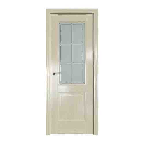 Межкомнатная дверь 90X Эш Вайт стекло Гравировка 1, Profil Doors, Экошпон, со стеклом , 550x1900