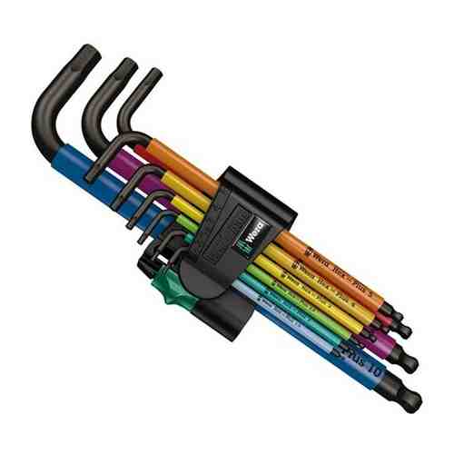 Набор Г-образных ключей, с шаром, 1.5 - 10 мм, 9 предметов. 950/9 Hex-Plus Multicolour BlackLaser 1 | код WE-022089 | Wera ( 1шт. )