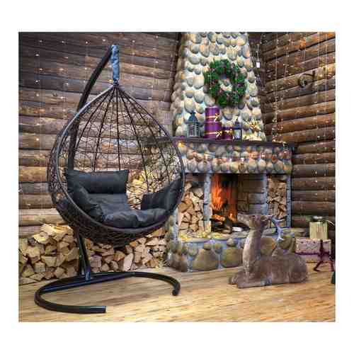 Подвесное кресло-кокон SEVILLA коричневый + каркас (коричневая подушка)