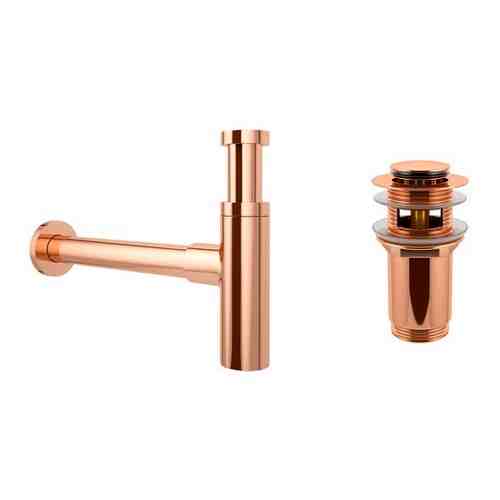 Промо-набор 2 в 1 Wellsee Drainage System 182122001, сифон для раковины, донный клапан, цвет розовое золото