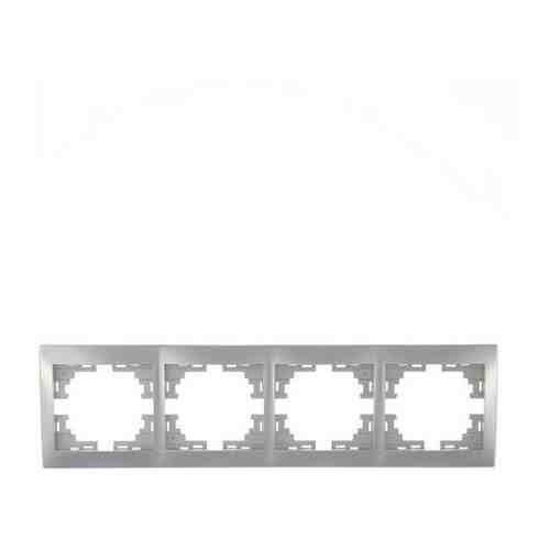 Рамка Lezard MIRA 701-1000-149 четырехместная горизонтальная металл серый