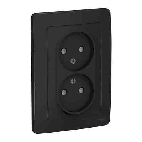 Розетка SCHNEIDER ELECTRIC 2-ая б/з со шторками, 16А, 250В SE Blanca Антрацит BLNRS000126