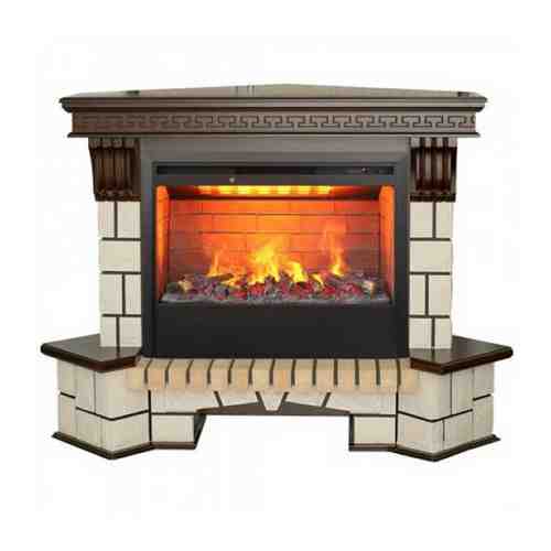 Угловой электрокамин RealFlame Stone с очагом 3D Helios 26 Античный дуб
