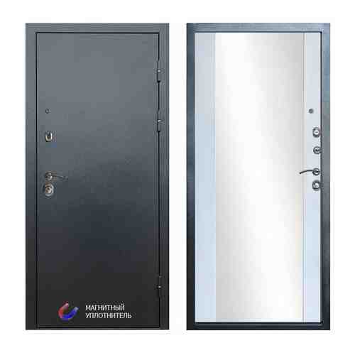 Входная дверь Техно графит Зеркало белый софт 860х2050 мм.