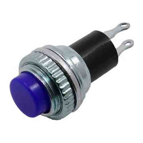 Выключатель-кнопка Rexant Mini (ON)-OFF Ø 10.2, металл, синяя (220В 2А (2с)) (RWD-213) {36-3332}