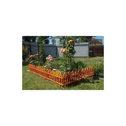 Благодатное земледелие Заборчик садовый пластиковый, бордюр садовый, садовые ограждения для клумбы, 5 секций, 3 м оранжевый