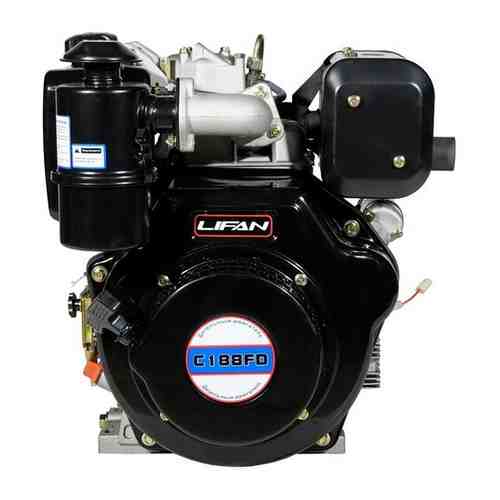 Двигатель Lifan Diesel 188FD D25, 6A шлицевой вал for 1300D (12.5л.с., 456куб.см, вал 25мм, ручной и электрический старт, катушка 6А)