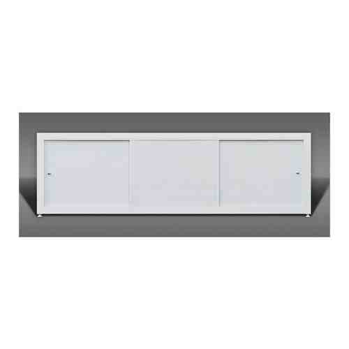 Экран под ванну Акварель 125х53см белый, с раздвижными дверцами из композита, рама из алюминиевого профиля. 3 дверцы.