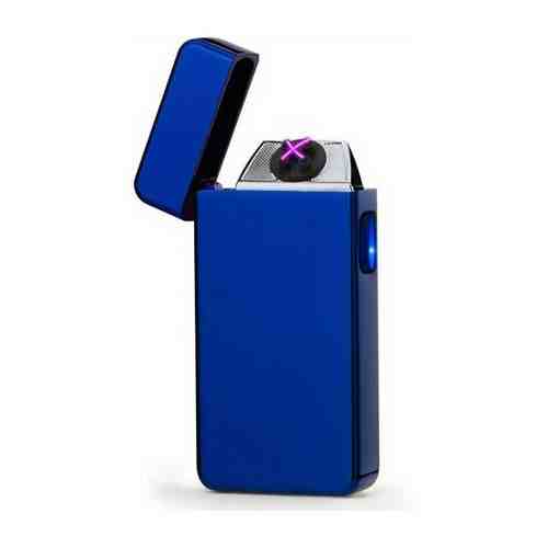 Элегантная USB зажигалка гладкая с двойной дугой, синяя