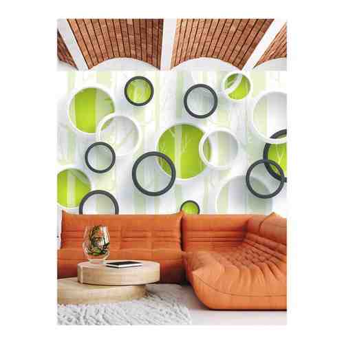 Фотообои Hit Wall 400х270 флизелиновые 3D Круги лес абстракция салатовые тона в кухню прихожую спальню
