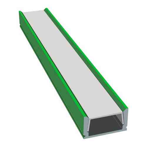 InterShiP Профиль алюминиевый для светодиодной ленты, накладной, зелёный, 1м, (рассеиватель белый матовый).