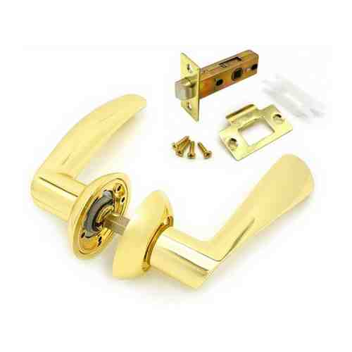 Комплект дверные ручки SOLLER AF7-R257 GP золото+ защелка дверная 002-HD