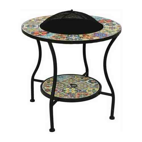 Садовый стол с чашей для костра андалусия, металл, мозаика, 58x54 см