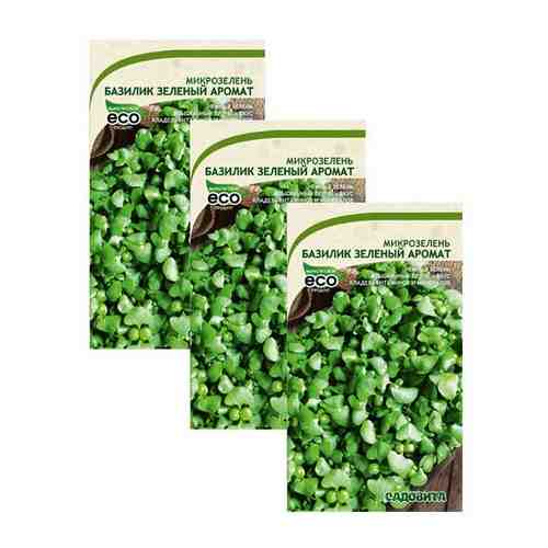 Семена Микрозелень Базилик Зеленый Аромат 3 гр Садовита (3 пакета)