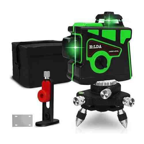 Строительный лазерный уровень зеленый луч Hilda 12 линий 3D x 360 с магнитным кронштейном