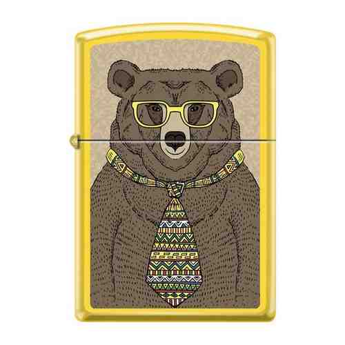 Зажигалка ZIPPO Медведь c с покрытием Lemon™, латунь/сталь, жёлтая, матовая, 36x12x56 мм Zippo MR-24839_bear